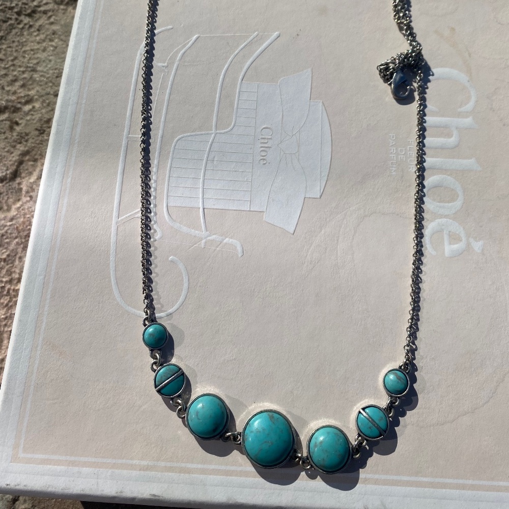 Lucky Brand Turquoise Marble Sliver Necklace